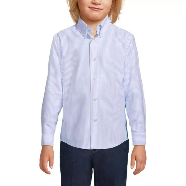 imageLands End School Uniform Boys Long Sleeve Oxford Dress ShirtBlue Stripe