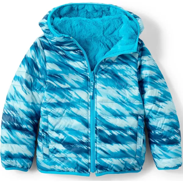 imageLands End Big Kids Reversible JacketTurquoise Blue Print