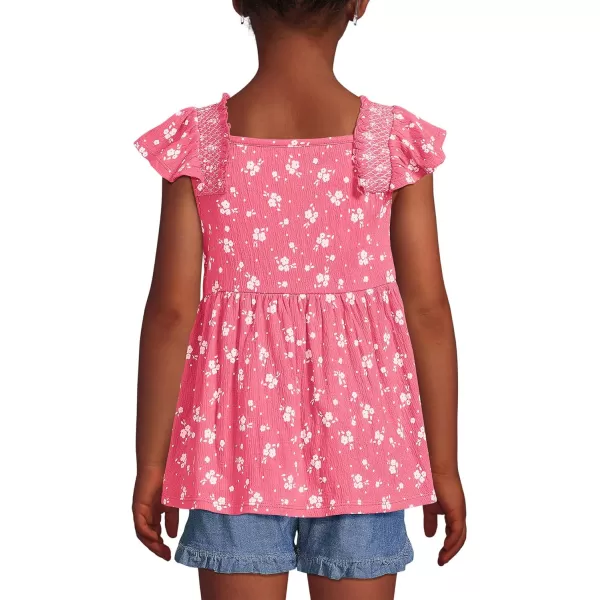 imageLands End Girls Chambray Smocked Tank TopRouge Pink Floral