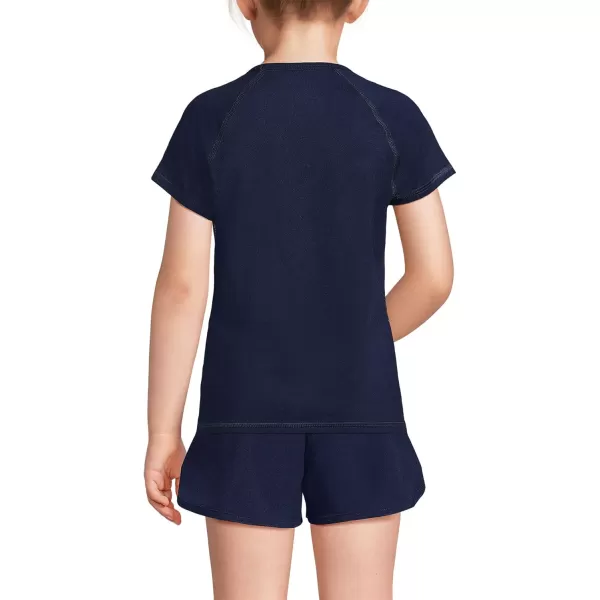 imageLands End Girls Graphic Mock Neck UPF 50 Sun Protection Rash GuardDeep Sea Navy Fun Shells