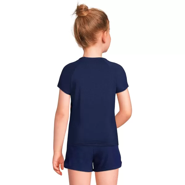 imageLands End Girls Graphic Mock Neck UPF 50 Sun Protection Rash GuardDeep Sea Navy Rainbow Hearts