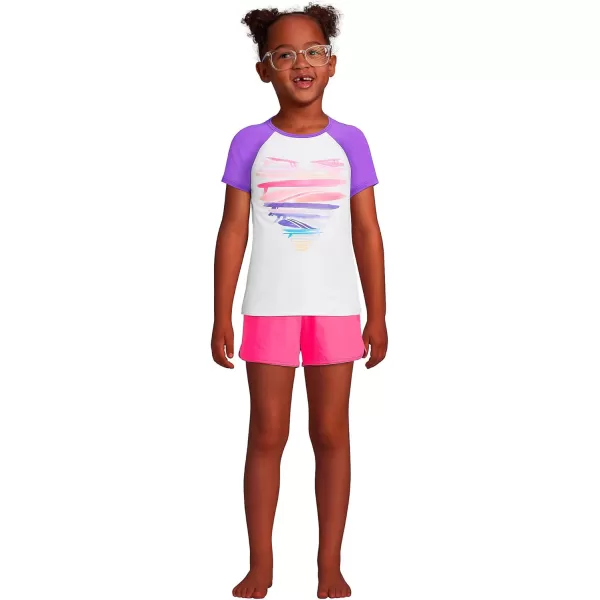 imageLands End Girls Graphic Mock Neck UPF 50 Sun Protection Rash GuardSurfboard Hearts