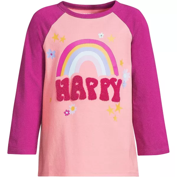 imageLands End Girls Graphic Tee ShirtHappy Rainbow