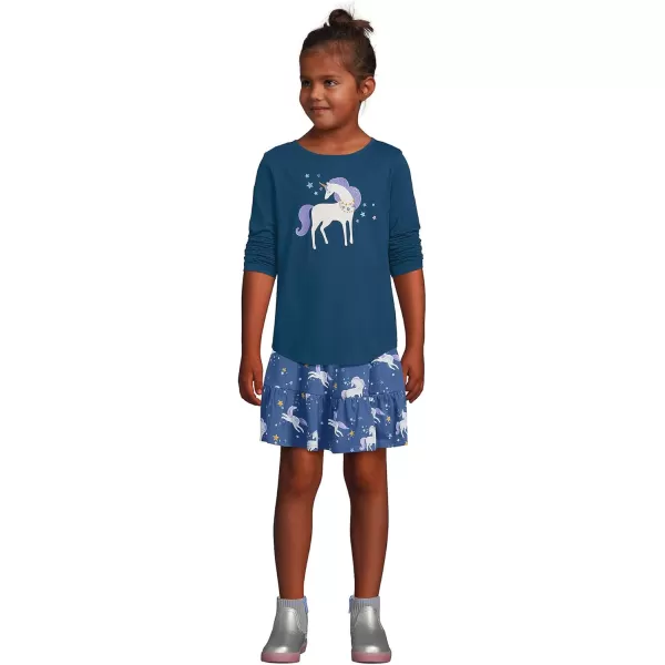 imageLands End Girls Graphic Tee ShirtUnicorn and Stars