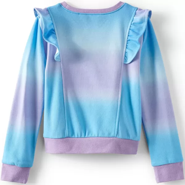 imageLands End Girls Long Sleeve Ruffle Sweatshirt TopAqua Ombre