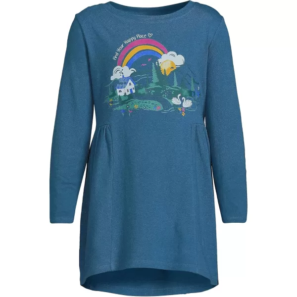 imageLands End Girls Long Sleeve Tunic TopHappy Place Cottage Rainbow