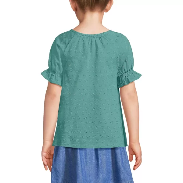 imageLands End Girls Plus Short Sleeve Eyelet Ruffle Sleeve TopTeal Shadow