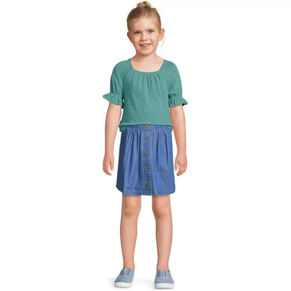 imageLands End Girls Plus Short Sleeve Eyelet Ruffle Sleeve TopTeal Shadow