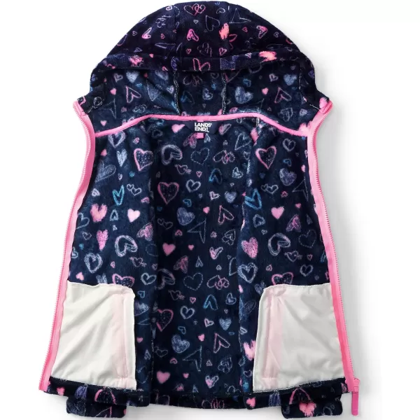 imageLands End Girls Softest Fleece JacketDeep Sea Navy Multi Hearts