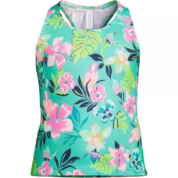 imageLands End Girls Tankini Swimsuit TopJewel Green Tropic Print