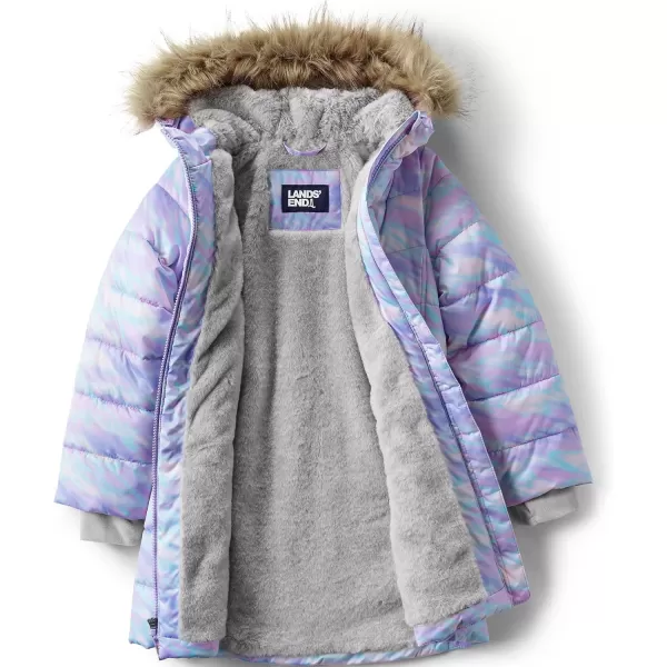 imageLands End Girls Winter Fleece Lined Down Alternative ThermoPlume CoatLavender Cloud Print