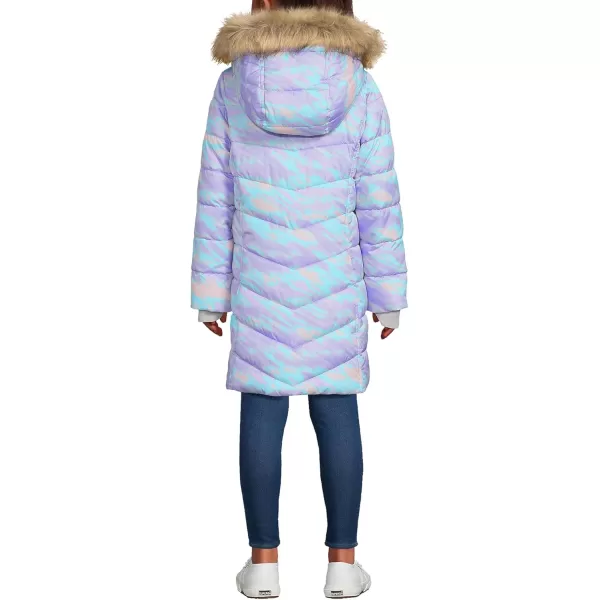 imageLands End Girls Winter Fleece Lined Down Alternative ThermoPlume CoatLavender Cloud Print