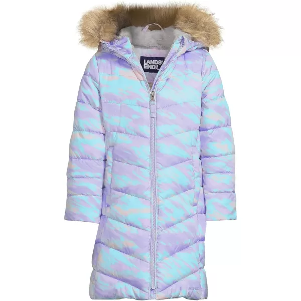 imageLands End Girls Winter Fleece Lined Down Alternative ThermoPlume CoatLavender Cloud Print