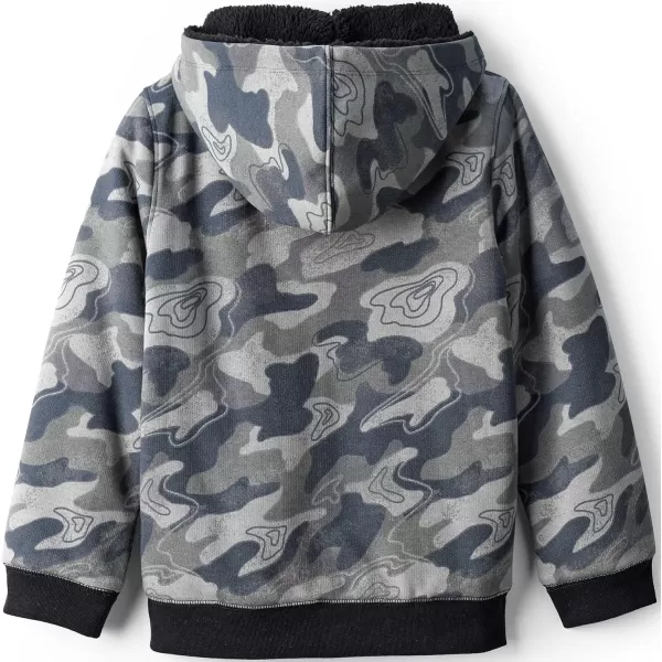 imageLands End Kids High Pile Lined Zip HoodieBlackGray Camo Print