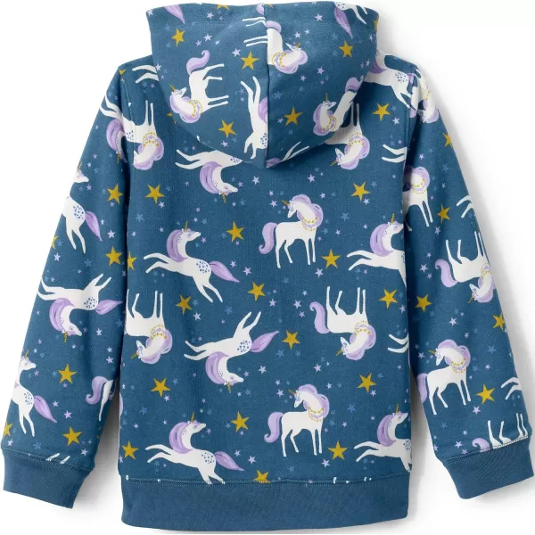 imageLands End Kids High Pile Lined Zip HoodieEvening Blue Lavender Unicorns