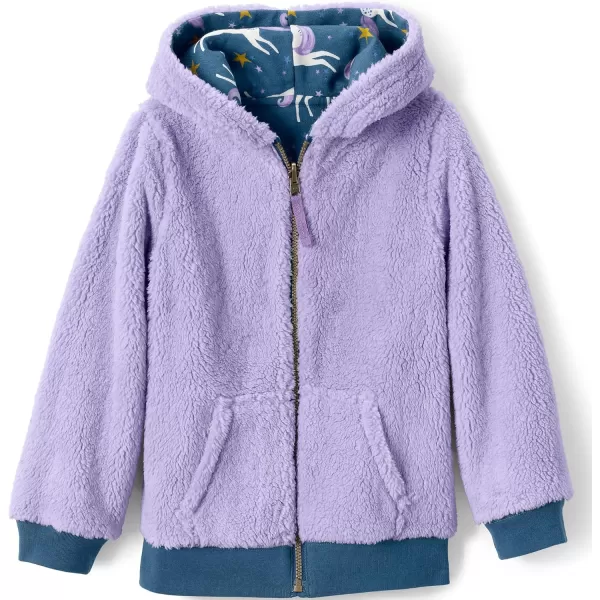 imageLands End Kids High Pile Lined Zip HoodieEvening Blue Lavender Unicorns