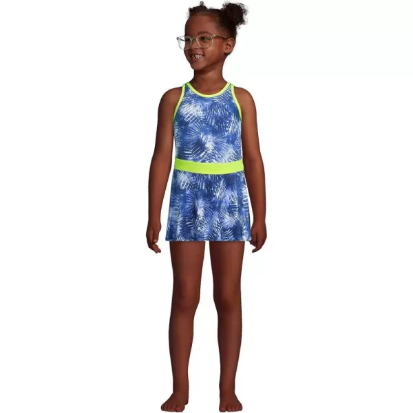 imageLands End Girls Chambray Smocked Tank TopDeep Sea Navy Tie Dye Palm