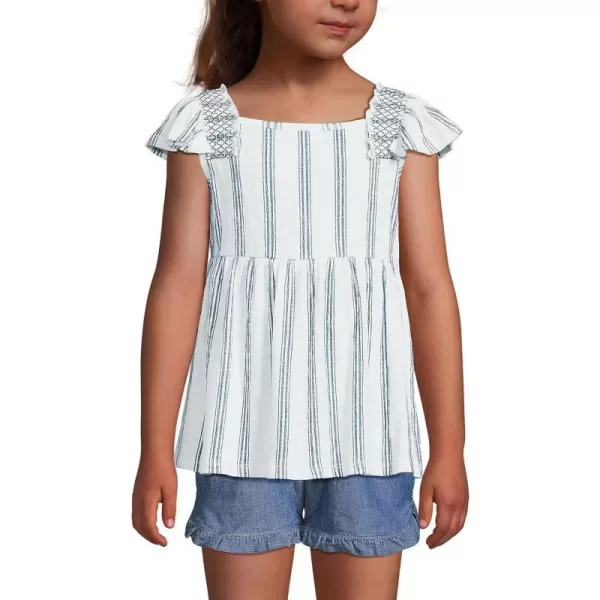 imageLands End Girls Chambray Smocked Tank TopNavy Double Stripe