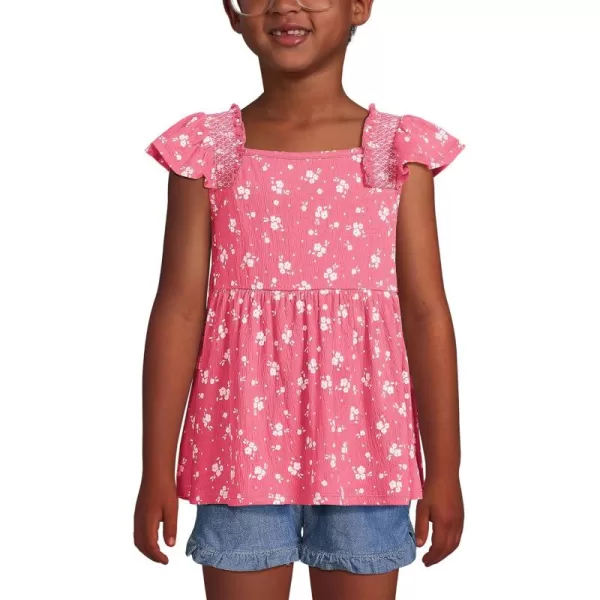 imageLands End Girls Chambray Smocked Tank TopRouge Pink Floral