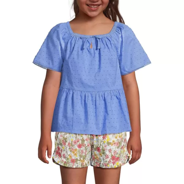 imageLands End Girls Flutter Sleeve Tiered Peasant TopChicory Blue