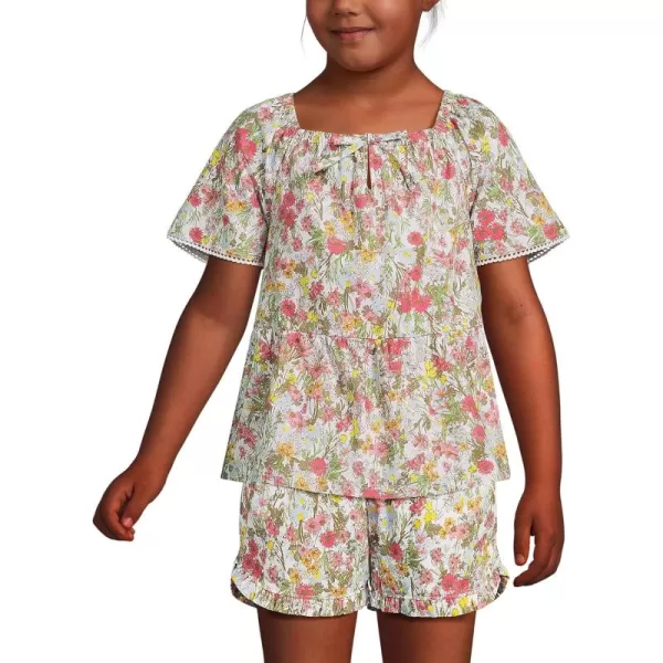 imageLands End Girls Flutter Sleeve Tiered Peasant TopPink Multi Field Floral