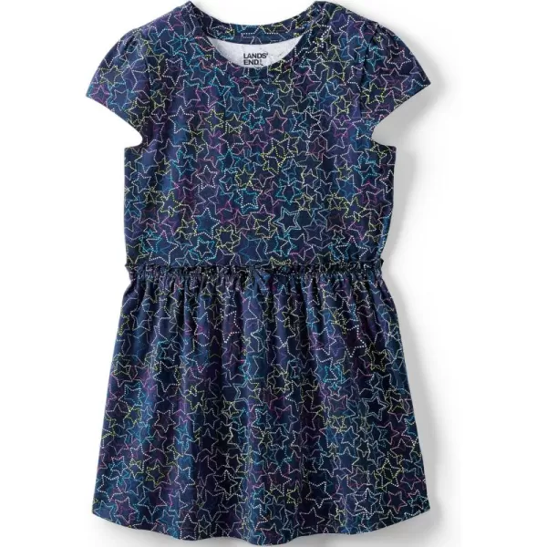 imageLands End Girls Gathered Waist Tunic TopNavy Multi Stars