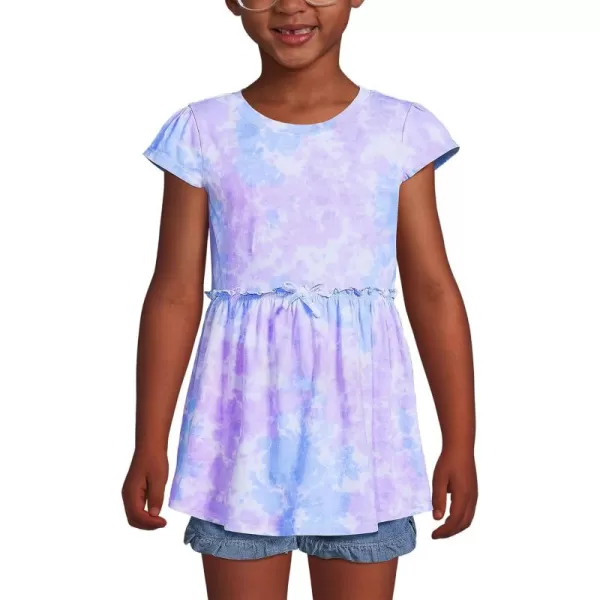 imageLands End Girls Gathered Waist Tunic TopTonal Lavender Tie Dye