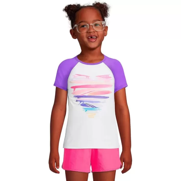 imageLands End Girls Graphic Mock Neck UPF 50 Sun Protection Rash GuardSurfboard Hearts