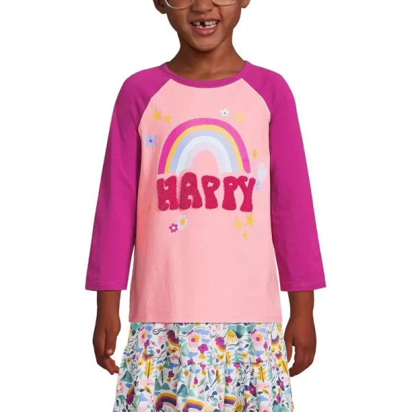 imageLands End Girls Graphic Tee ShirtHappy Rainbow