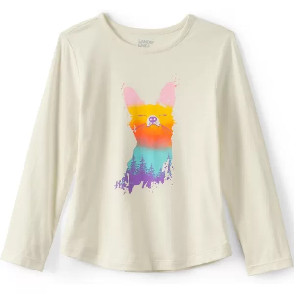 imageLands End Girls Graphic Tee ShirtIvory Color Fox