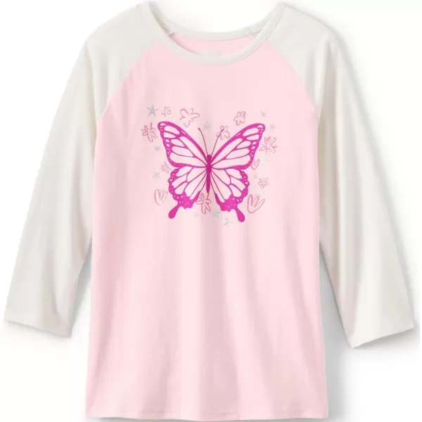 imageLands End Girls Graphic Tee ShirtSoft Pink Butterfly