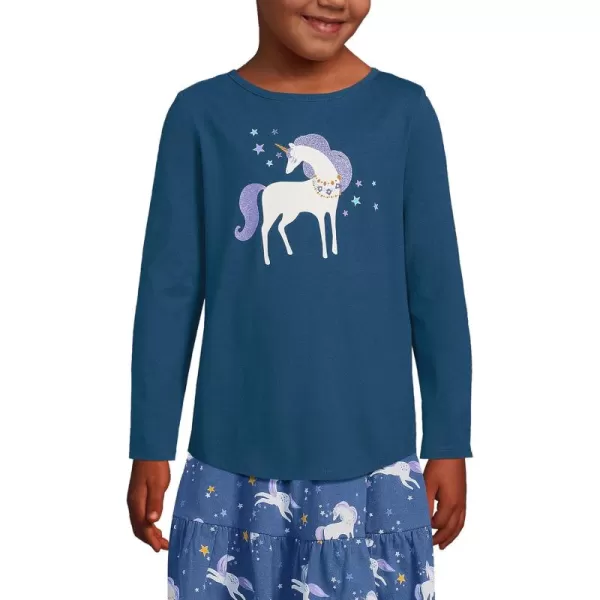 imageLands End Girls Graphic Tee ShirtUnicorn and Stars