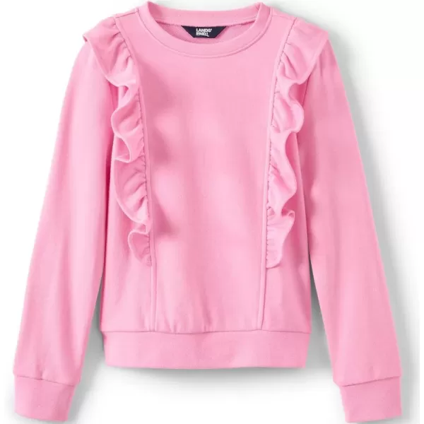 imageLands End Girls Long Sleeve Ruffle Sweatshirt TopWhisper Pink