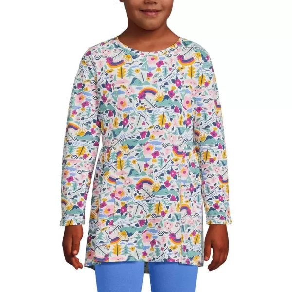 imageLands End Girls Long Sleeve Tunic TopIvory Woodland Floral