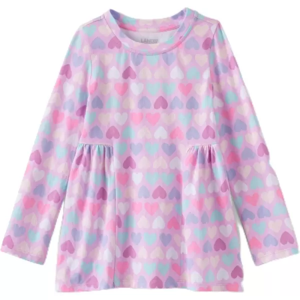 imageLands End Girls Long Sleeve Tunic TopLilac Multi Hearts