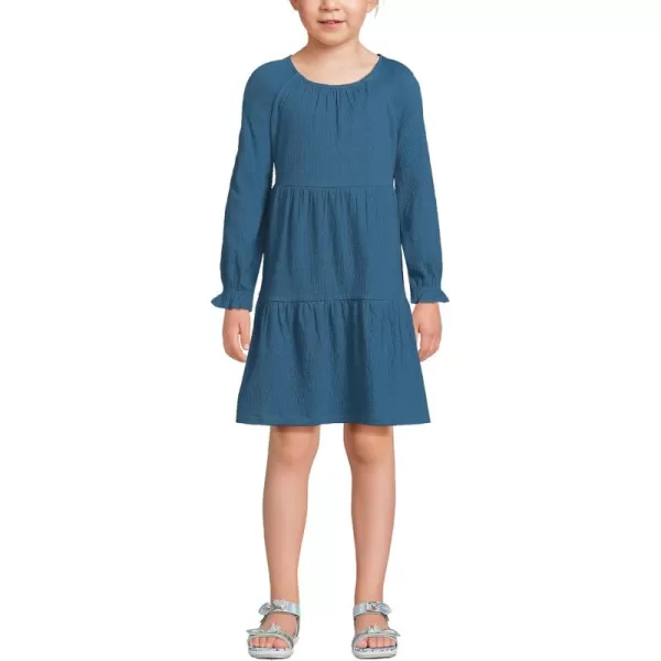 imageLands End Girls Long Sleeve Velvet DressEvening Blue