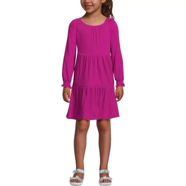 imageLands End Girls Long Sleeve Velvet DressMagenta Berry