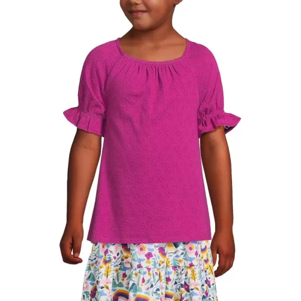 imageLands End Girls Plus Short Sleeve Eyelet Ruffle Sleeve TopMagenta Berry