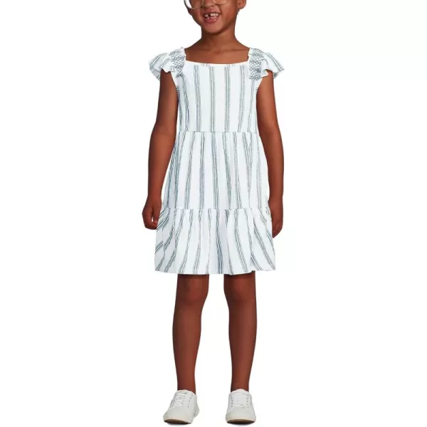 imageLands End Girls Smocked Flutter Sleeve Tank DressNavy Double Stripe