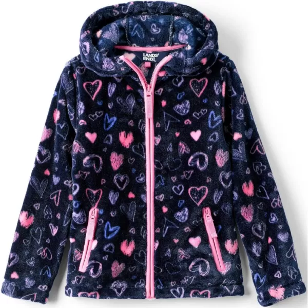 imageLands End Girls Softest Fleece JacketDeep Sea Navy Multi Hearts