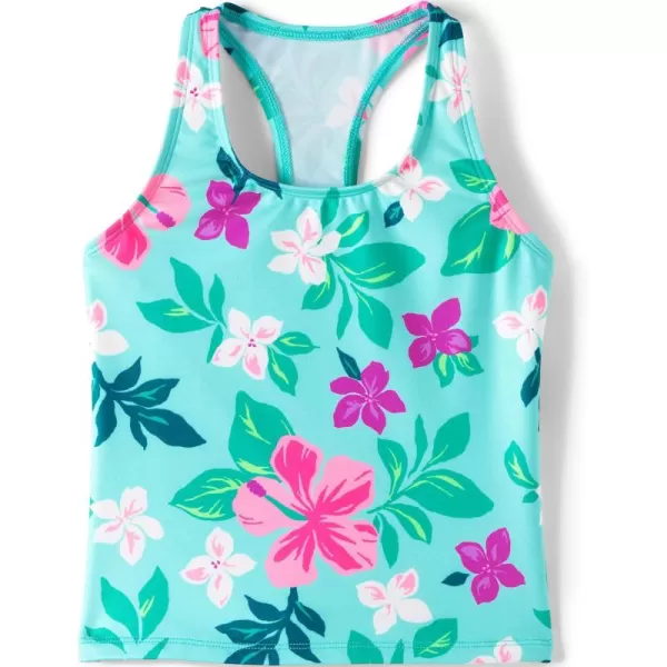 imageLands End Girls Tankini Swimsuit TopCrystal Aqua Tropical Floral