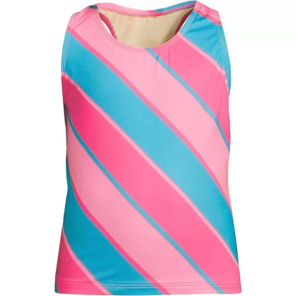 imageLands End Girls Tankini Swimsuit TopKnockout PinkTurquoise Stripe