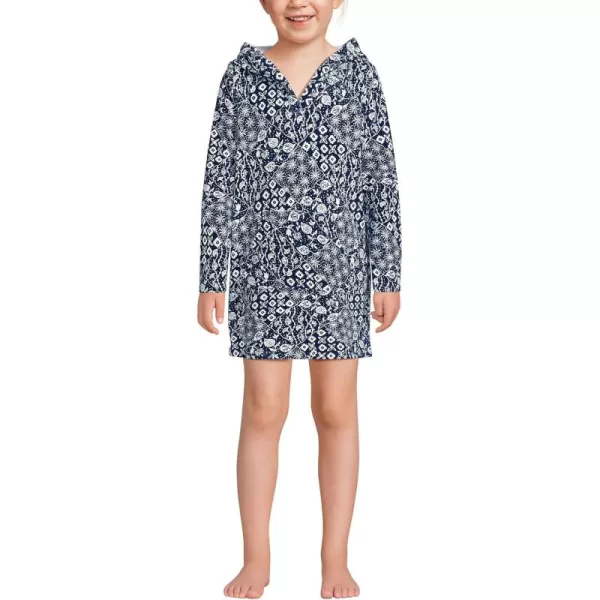 imageLands End Girls Terry Pullover CoverupDeep Sea Navy Floral Mix