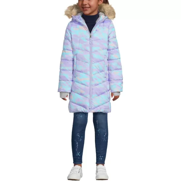 imageLands End Girls Winter Fleece Lined Down Alternative ThermoPlume CoatLavender Cloud Print