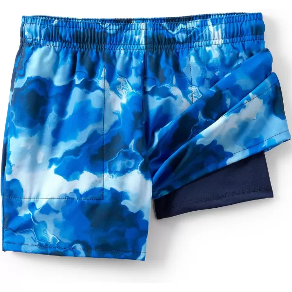 imageLands End Boys Short Length Swim TrunkElectric Blue Marble Tie Dye