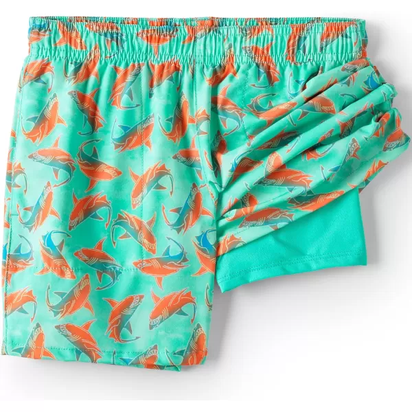 imageLands End Boys Short Length Swim TrunkIsland Aqua Bright Sharks