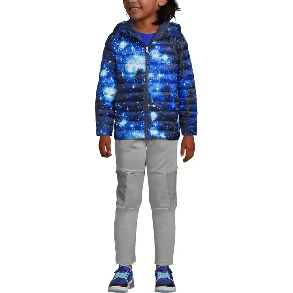 imageLands End Kids ThermoPlume Packable Hooded JacketBlue Galaxy Space