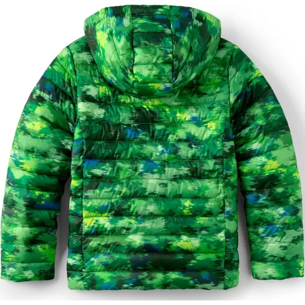 imageLands End Kids ThermoPlume Packable Hooded JacketGreen Jungle Camo