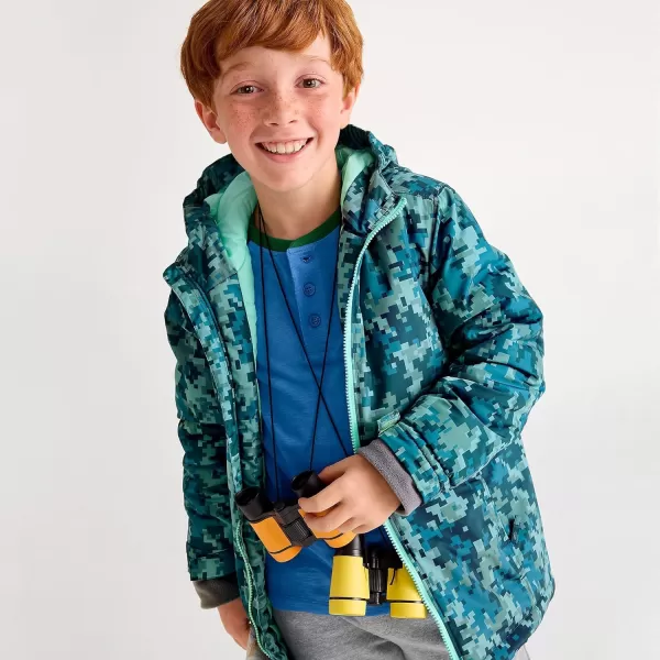 imageLands End Kids Winter JacketTeal Digital Camo