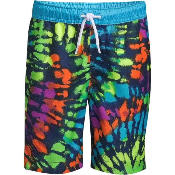 imageLands End Boys Print Swim TrunksDeep Sea Navy Burst Tie Dye